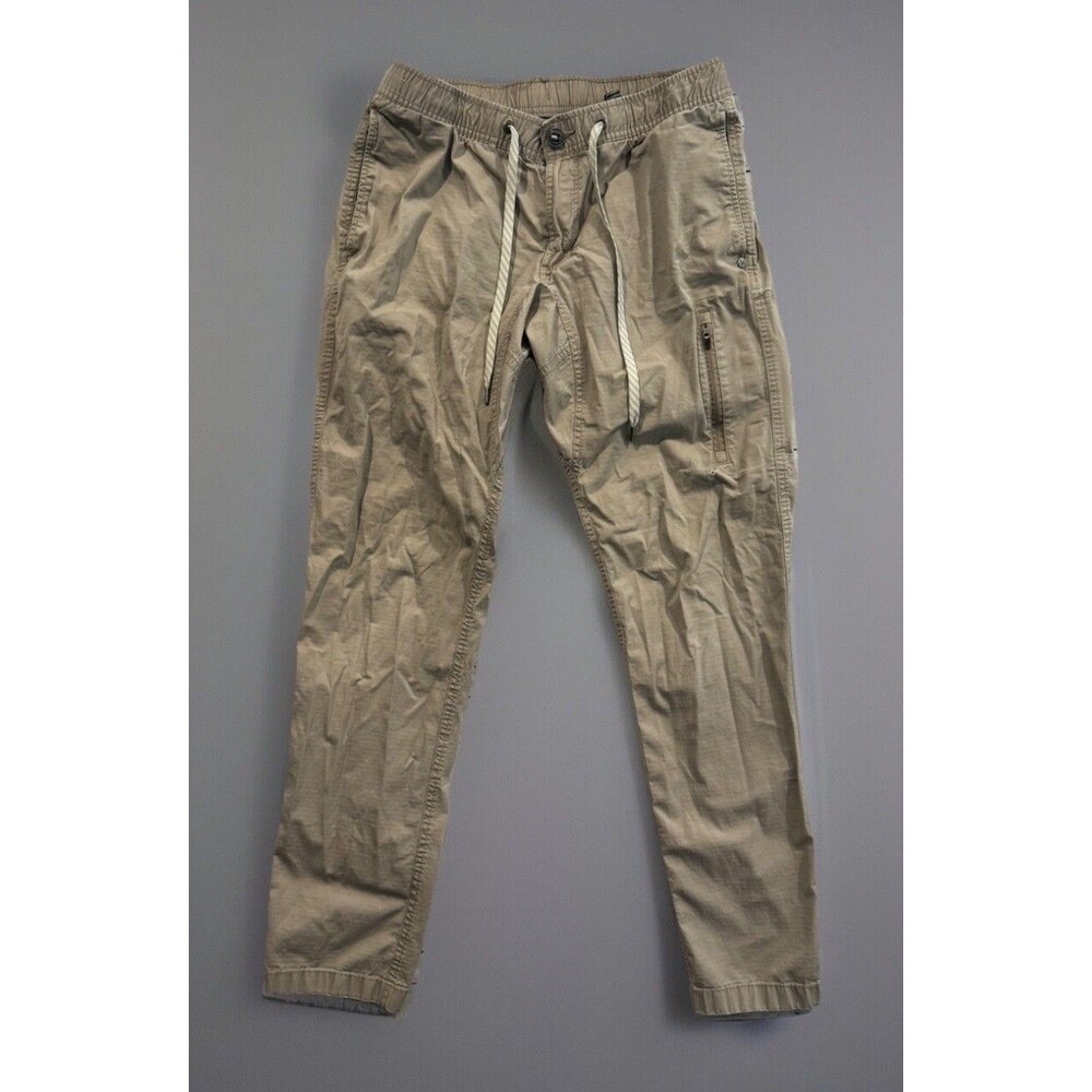 Vuori Mens Ripstop Trail Pant Sz M Khaki Active Zip Pocket Outdoor Casual W FLAW